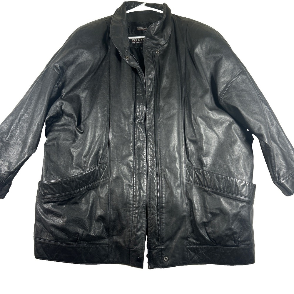 Wilsons Vintage Leather Motorcycle Biker Jacket Thinsulate Lining Black Mens XL